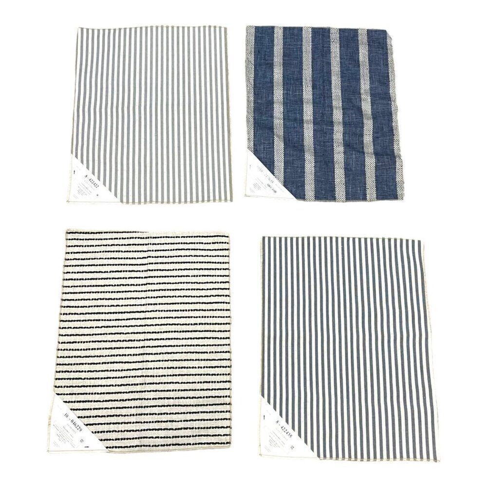 Linen Blend Stripe Fabric Samples Lot craft Kaufman Polyester Blue & White